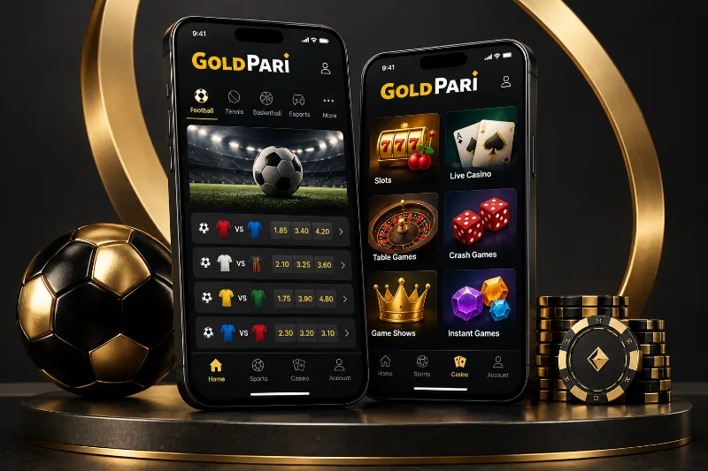 Иллюстрация Gold Pari на двух мобильных устройствах